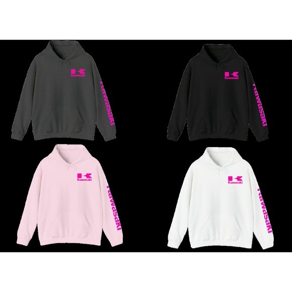 Kawasaki Hoodie Hot Pink hooded sweatshirt for racing https://jcjenney.etsy.com/ - Picture 1 of 7
